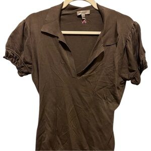 Authentic Burberry Knit Top Olive Brown with belted waist